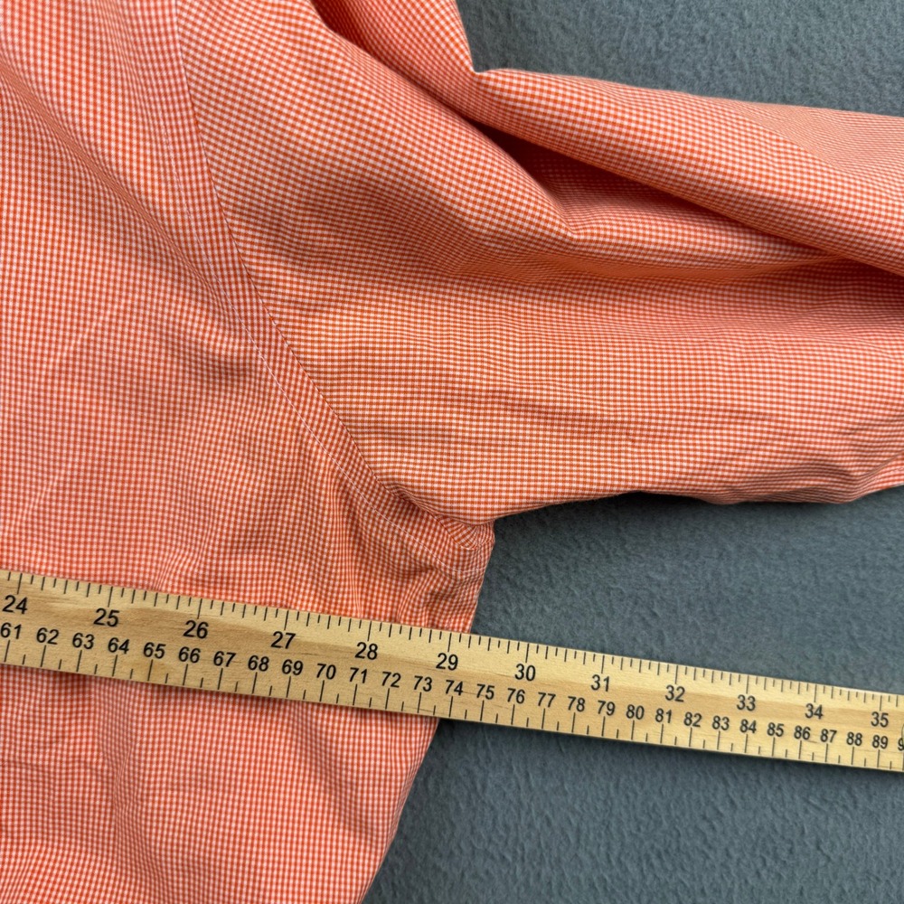 Brooks Brothers Mens 18.5 34/35 Orange Gingham 100% Supima Cotton Non-Iron Shirt - Picture 7 of 8